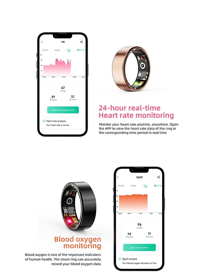 general Smart Ring Health Tracker with App Fitness Sleep Heart Rate Tracker Ip68 Waterproof for OSX for Android(Black,7#) - Image 3