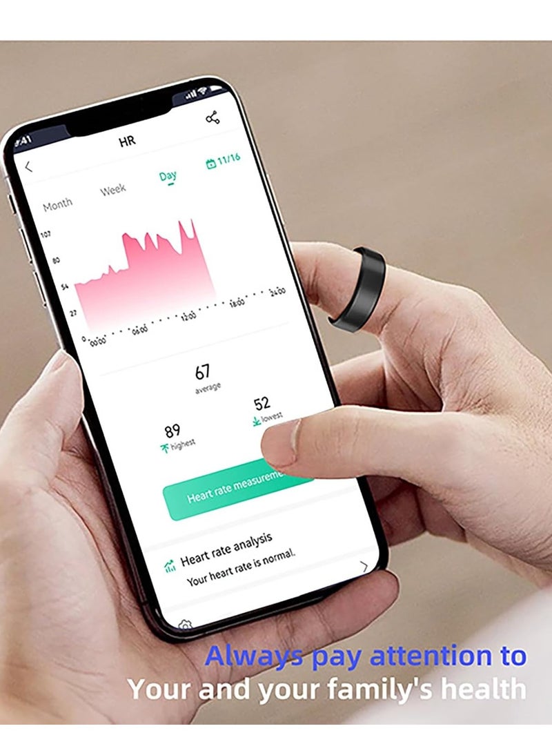 general Smart Ring Health Tracker with App Fitness Sleep Heart Rate Tracker Ip68 Waterproof for OSX for Android(Black,7#) - Image 4