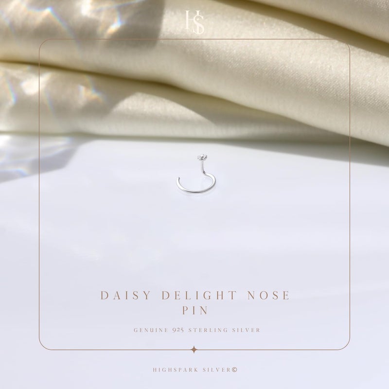 HighSpark دبوس أنف زهرة فضة 925 للنساء | فضة استرلينية 92.5 وبريق مذهل | دبوس أنف زهرة 2 - Image 3