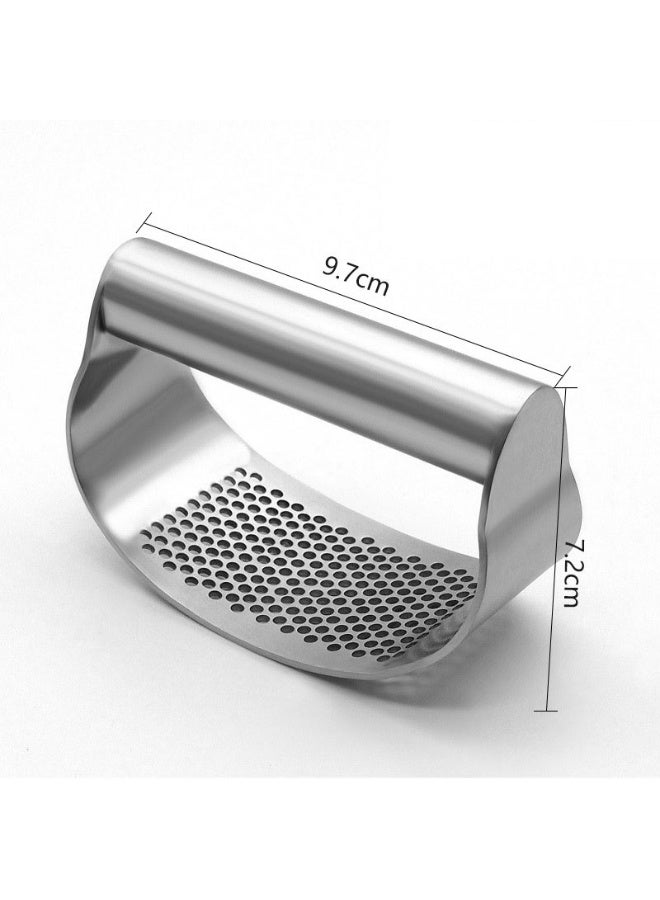 general Stainless Steel Garlic Press Rocker Home Handheld Kitchen Garlic Mincer Tool for Garlic Paste and Garlic Crushing Silver - Image 2