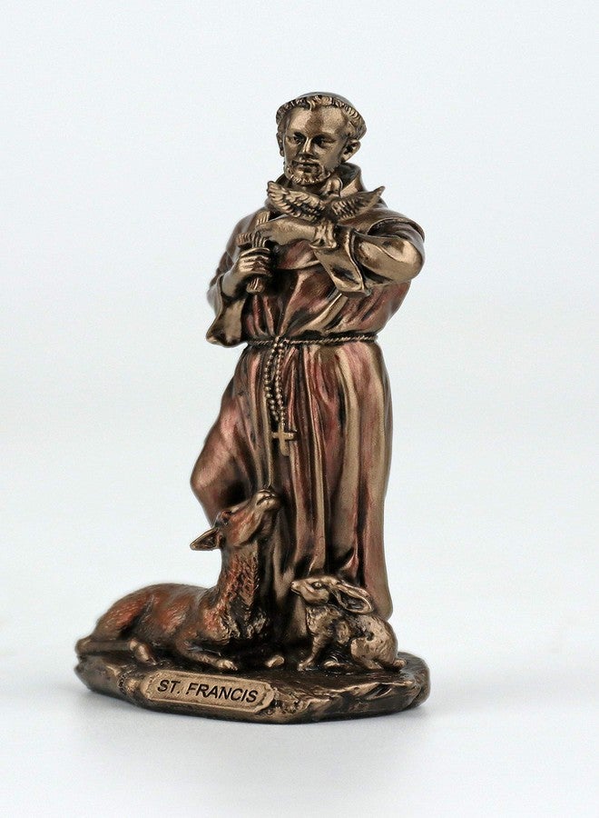 Veronese Design 3 3/8 Inch Saint Francis of Assisi Cast Resin Hand Painted Antique Bronze Finish Statue Home Decor - Image 2