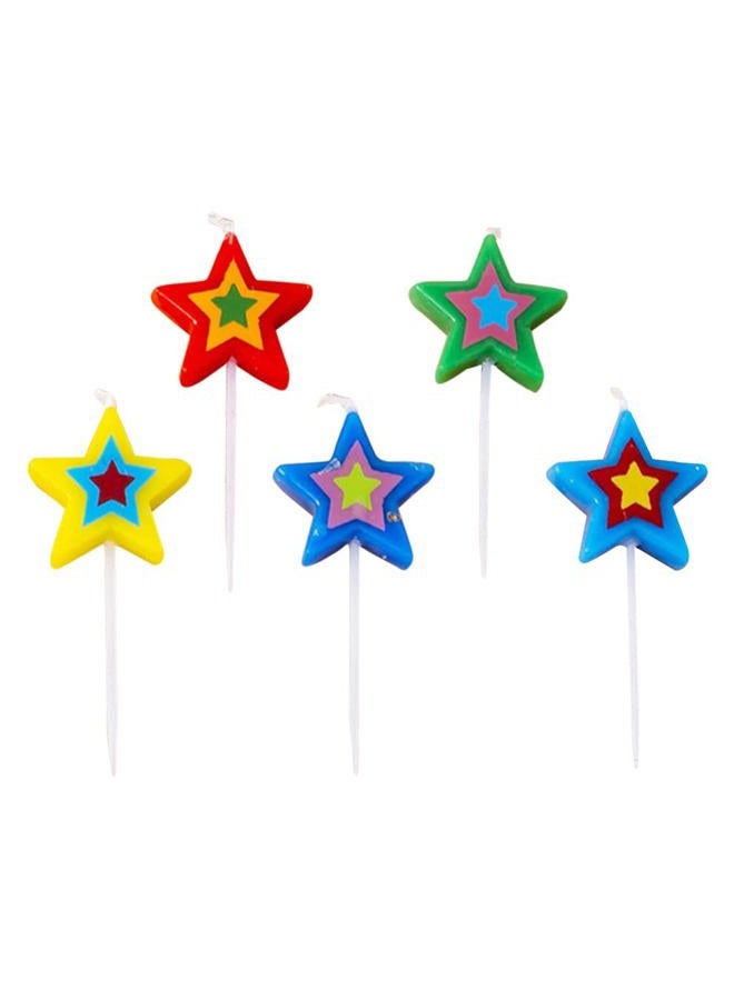 Aprildecember Mixed Star Candles, Multi-Color Cake Candle Toppers for Birthday Baby Shower Party Wedding Cake Decoration Supplies (Pack of 5) - Image 1