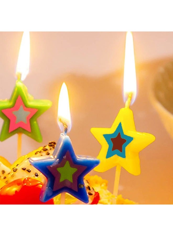 Aprildecember Mixed Star Candles, Multi-Color Cake Candle Toppers for Birthday Baby Shower Party Wedding Cake Decoration Supplies (Pack of 5) - Image 2