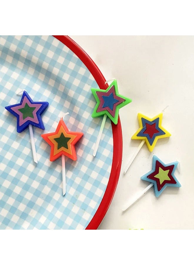 Aprildecember Mixed Star Candles, Multi-Color Cake Candle Toppers for Birthday Baby Shower Party Wedding Cake Decoration Supplies (Pack of 5) - Image 3