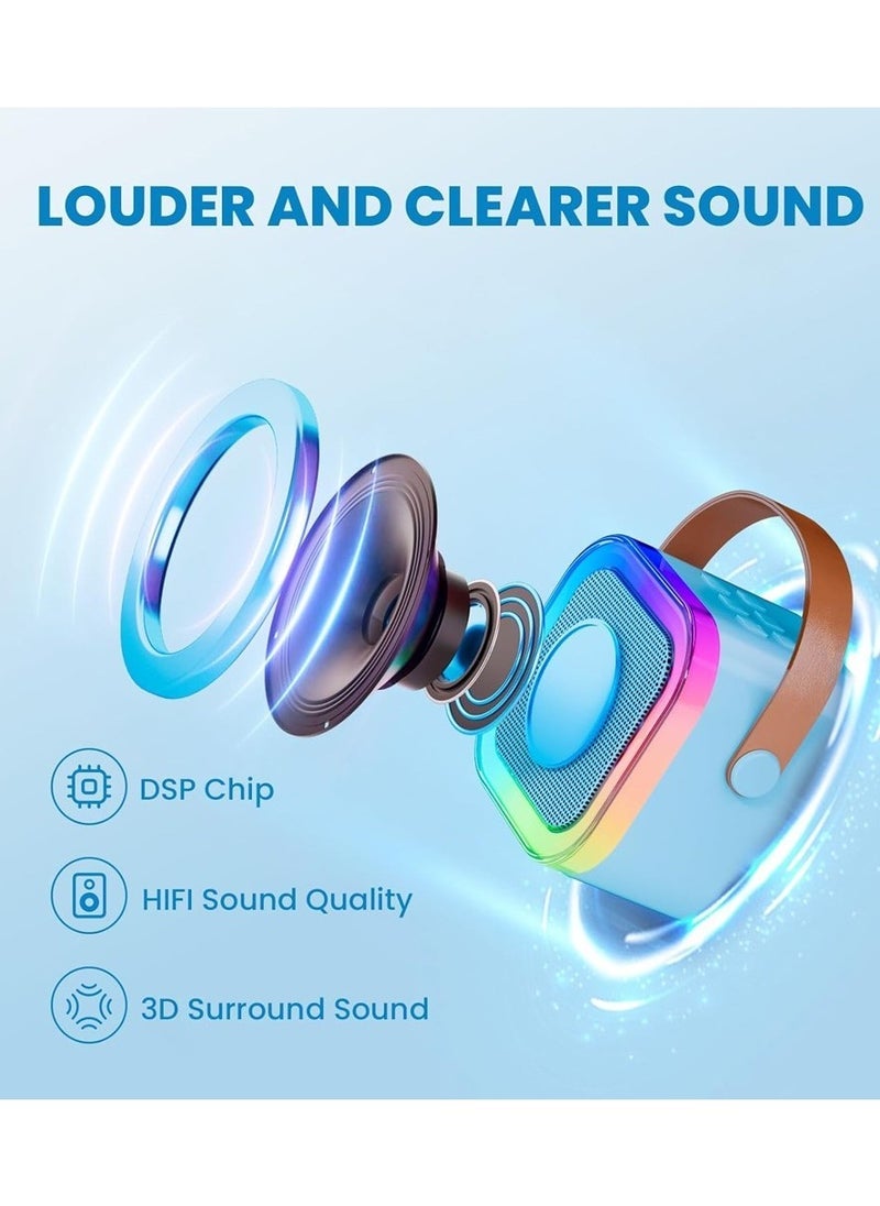 ELTRAZONE K12 Mini Karaoke Machine For Kids With 2 Wireless Microphones – Portable Bluetooth Speaker With Colorful LED Lights – Rechargeable Music Player For Singing, Parties  Gifts – Fun Wireless Karaoke Set For Boys  Girls With Echo Control - Image 2