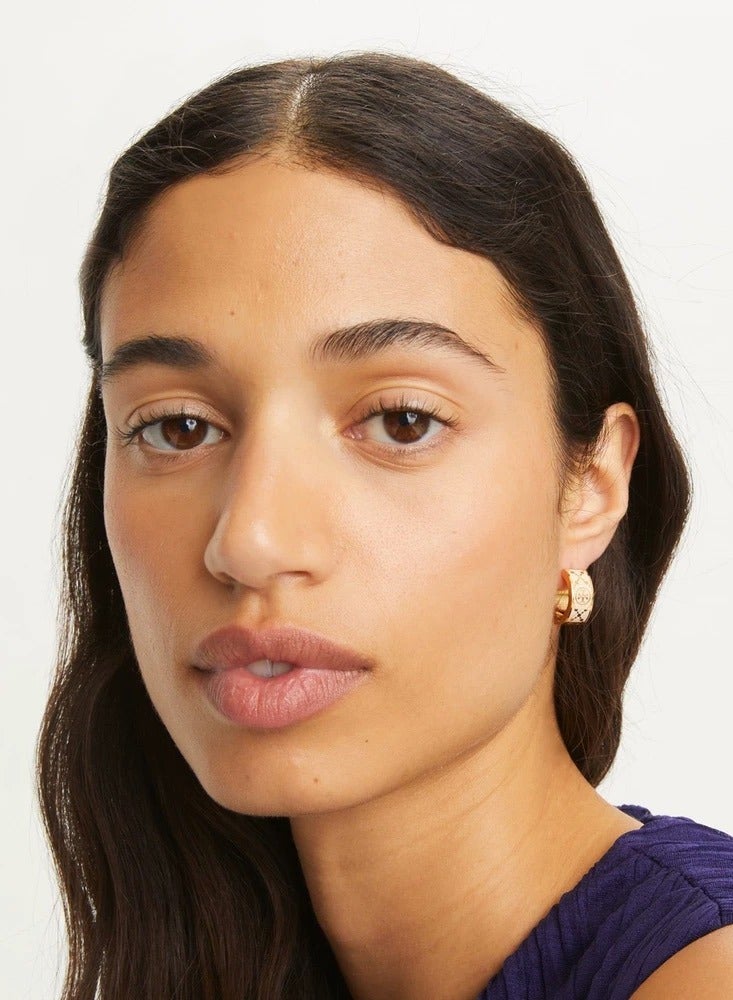 TB Tory Burch Women's T MONOGRAM Small Hoop Earrings  - Image 4