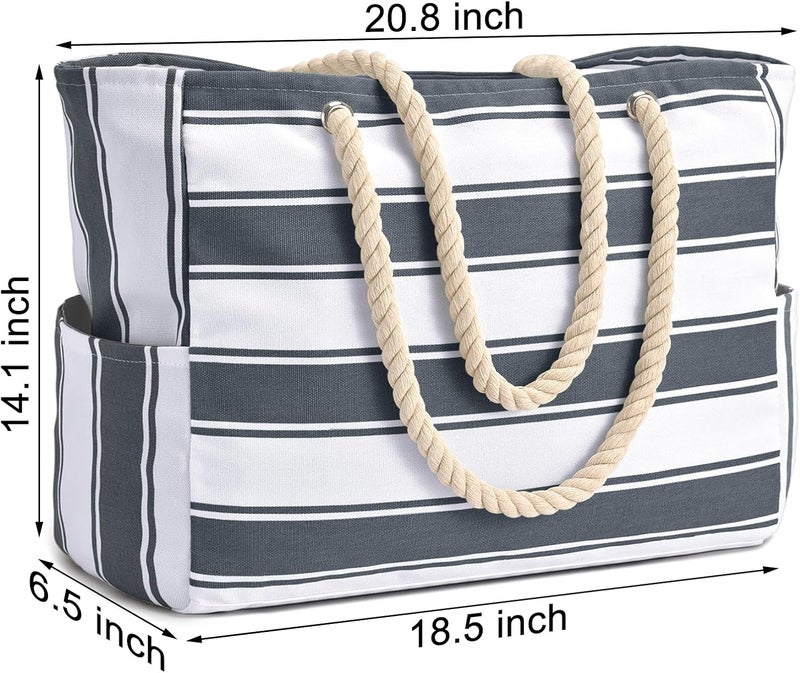 Becokan Beach Bags for Women, Large Waterproof Beach Tote Bag with Zipper Beach Bags Waterproof Sandproof Swim Pool Bag Large Tote - Image 4
