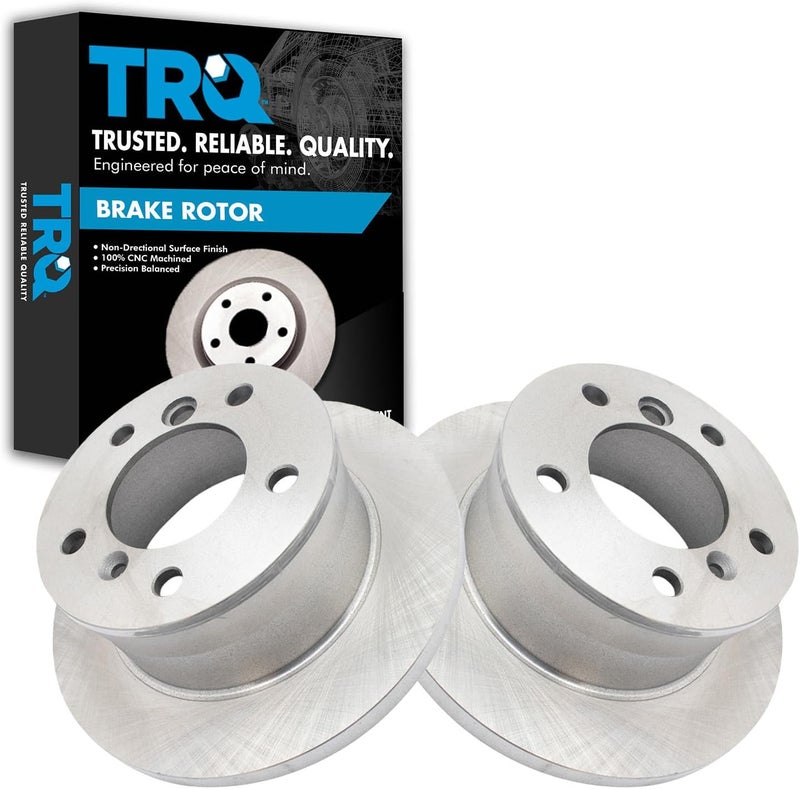 TRQ Rear Brake Rotors Set Solid Compatible with 2003-2006 Dodge Sprinter 2500 2003-2005 Sprinter 3500 2002-2006 Freightliner 2002-2005 2002-2008 Mercedes-Benz G500 2003-2010 G55 AMG 2009-2013 G550 - Image 1