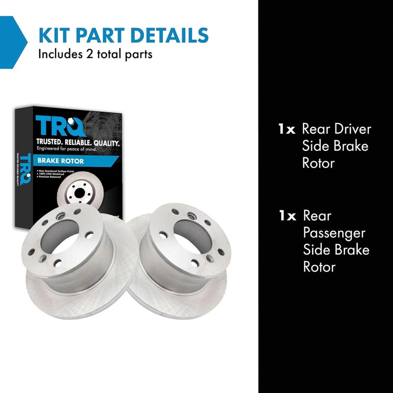 TRQ Rear Brake Rotors Set Solid Compatible with 2003-2006 Dodge Sprinter 2500 2003-2005 Sprinter 3500 2002-2006 Freightliner 2002-2005 2002-2008 Mercedes-Benz G500 2003-2010 G55 AMG 2009-2013 G550 - Image 2