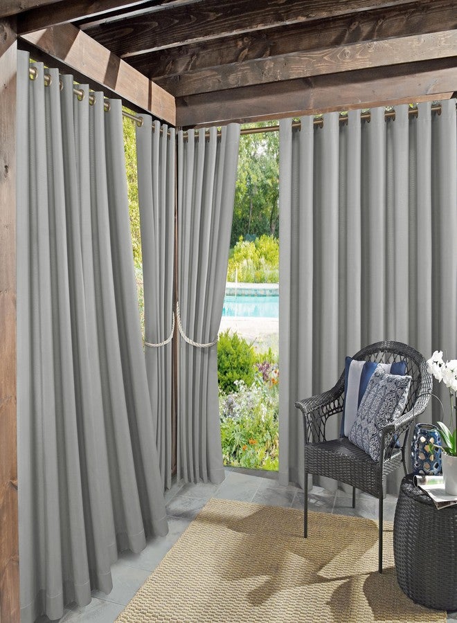 Sun Zero Marina Indoor/Outdoor UV Protectant Energy Efficient Grommet Curtain Panel, 54" x 84", Gray - Image 1
