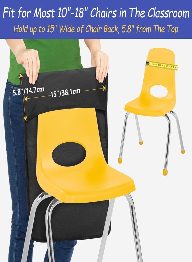 GRAOSO 15” x 20” Chair Pocket For Classroom, 1 Piece Seat Sack, Chairback Buddy Organizer Pocket for School, Kindergarten with Name Tag, Mesh Pockets, Binder Pages Storage, Black (Patented Design) - Image 2