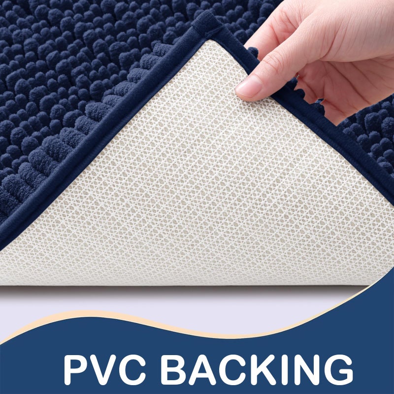 Arotive Arotive Luxury Chenille Bathroom Rug Mat  Extra Soft Thick Absorbent Shaggy Bath Rugs  Non-Slip Machine Wash Dry Plush Bath Runner Mats for Bathroom  Shower  and Tub (59""x35""  Navy)  - Image 3