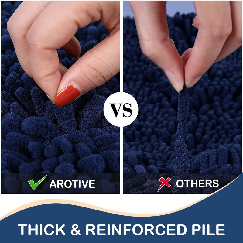 Arotive Arotive Luxury Chenille Bathroom Rug Mat  Extra Soft Thick Absorbent Shaggy Bath Rugs  Non-Slip Machine Wash Dry Plush Bath Runner Mats for Bathroom  Shower  and Tub (59""x35""  Navy)  - Image 4