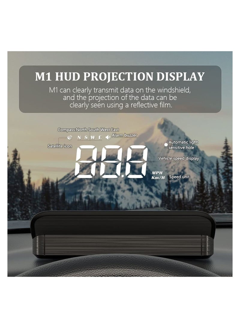 SYOSI M1 Windshield Projection Heads Up Display, SYOSI Digital GPS Speedometer with Navigator/Speed/RPM/Voltage/Temperature Warning Alarm Displayer. Suitable for All Vehicles (M1 White) - Image 2