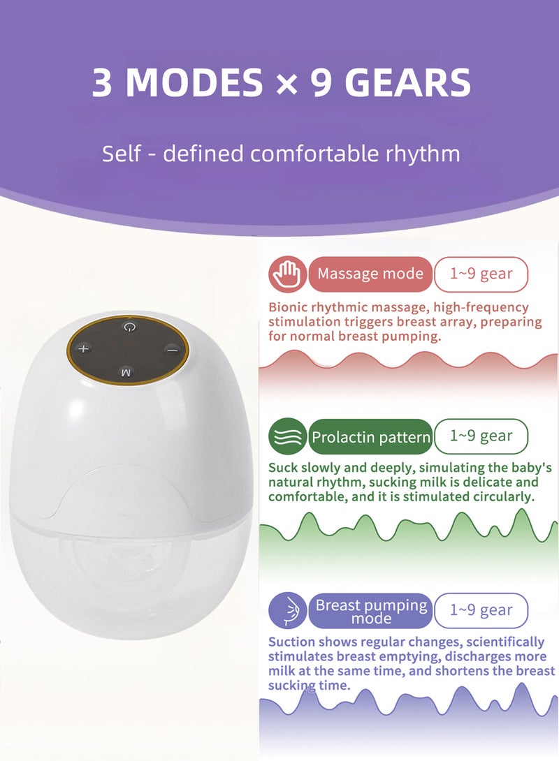 EzzySo Portable Rechargeable Electric Wearable Breast Pump - 3 Modes & 9 Levels, Milk Extractor with Massage & Breastfeeding Modes - Image 3