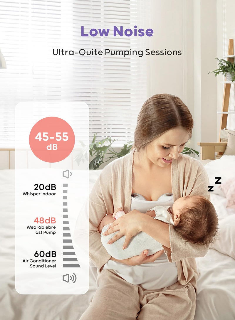 EzzySo Portable Rechargeable Electric Wearable Breast Pump - 3 Modes & 9 Levels, Milk Extractor with Massage & Breastfeeding Modes - Image 2