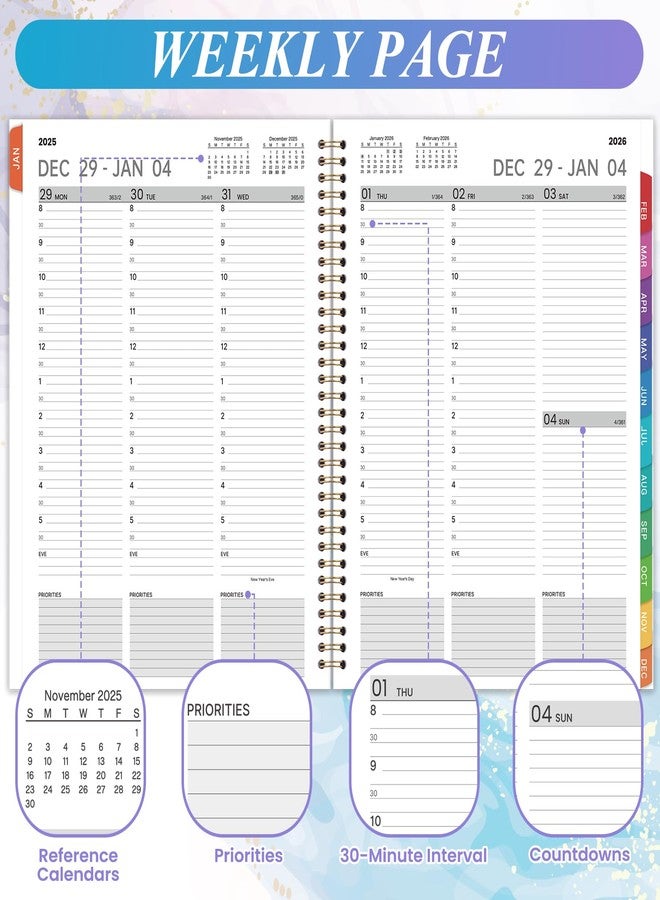 Coboll 2026 Appointment Book - Daily Planner 2026 from Jan. 2026 - Dec. 2026, 30-Minute Interval, Hourly Planner 2026 with Colorful Tabs and Inner Pocket, 8.5" x 11" - Image 5