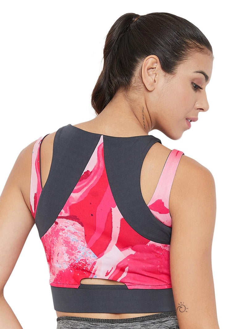 Clovia Women's Polyester Lightly Padded Wire Free Sports Bra (BR2159P22S_Pink_S) - Image 2