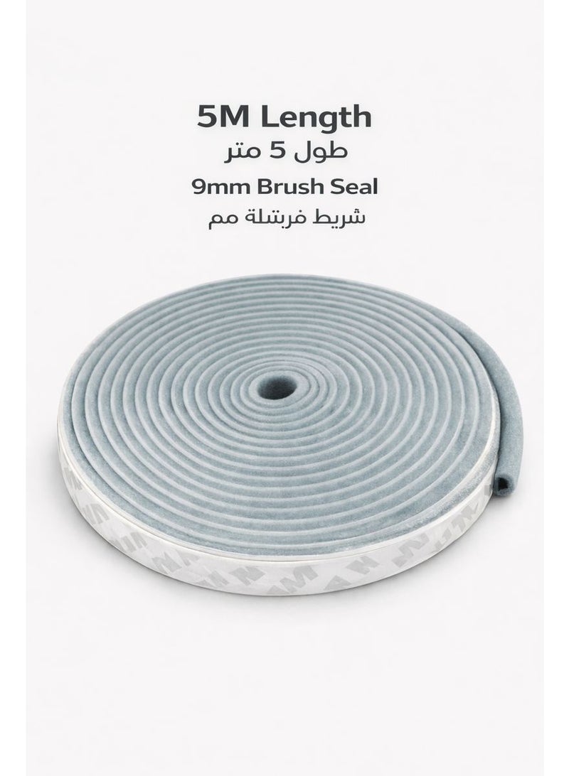 IKBEN Self Adhesive Brush Seal Strip 5M – 9mm Base Weather Stripping for Doors & Windows, Blocks Dust, Sand, Wind & Noise - Image 1