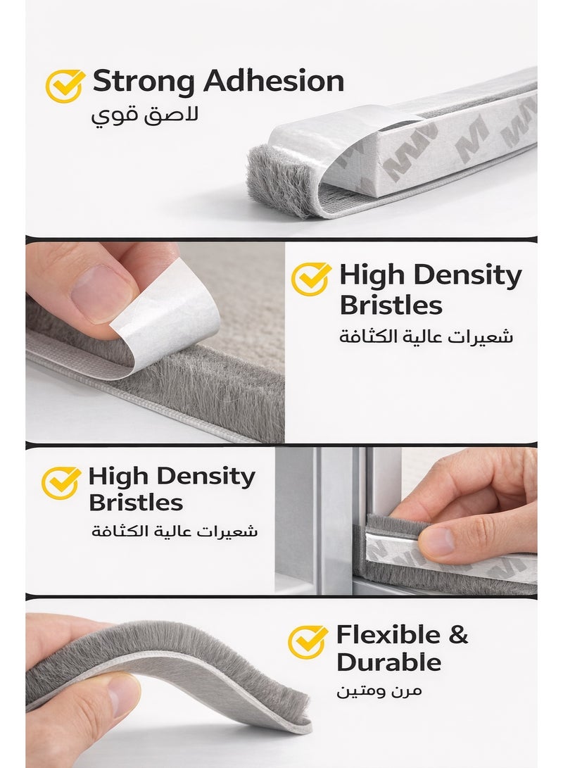IKBEN Self Adhesive Brush Seal Strip 5M – 9mm Base Weather Stripping for Doors & Windows, Blocks Dust, Sand, Wind & Noise - Image 5