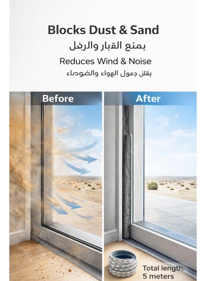 IKBEN Self Adhesive Brush Seal Strip 5M – 9mm Base Weather Stripping for Doors & Windows, Blocks Dust, Sand, Wind & Noise - Image 3