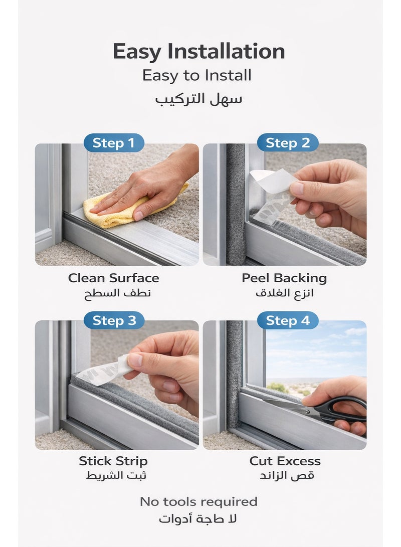 IKBEN Self Adhesive Brush Seal Strip 5M – 9mm Base Weather Stripping for Doors & Windows, Blocks Dust, Sand, Wind & Noise - Image 4
