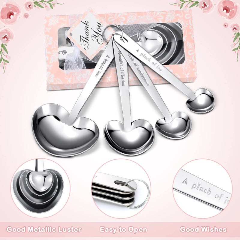 Yinder 50 Set Heart Shaped Measuring Spoons Wedding Favors for Guests Measuring Spoon Favors Gift with Gift Box and Thank You Card for Wedding Bridal Shower Baby Shower Birthday Souvenirs(Pink) - Image 4