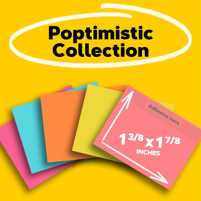 Post It Mini Notes, 1 3/8 in. x 1 7/8 in., 24 Sticky Notes Pads, 100 Sheets per Pad, Poptimistic Collection, New Year Organization or Second Semester School Supplies - Image 2