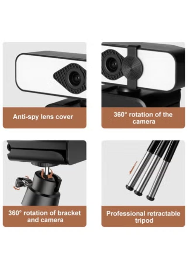 كاميرا ويب 4K Ultra HD 30FPS مع التركيز التلقائي والعدسة ذات الزاوية الواسعة - توصيل وتشغيل USB ، ميكروفون إلغاء الضوضاء المدمج ، موقف قابل للتعديل للبث / الاجتماعات - Image 2