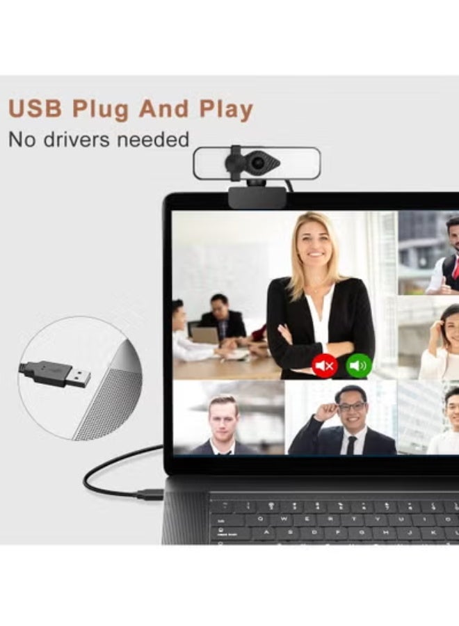 كاميرا ويب 4K Ultra HD 30FPS مع التركيز التلقائي والعدسة ذات الزاوية الواسعة - توصيل وتشغيل USB ، ميكروفون إلغاء الضوضاء المدمج ، موقف قابل للتعديل للبث / الاجتماعات - Image 4