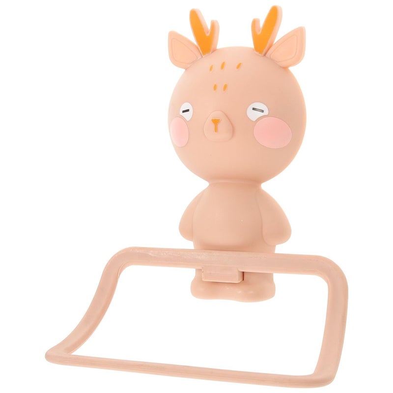 Milisten Cartoon Elk Towel Holder Ring Wall Mounted No Drill Installation Organizer - Image 2