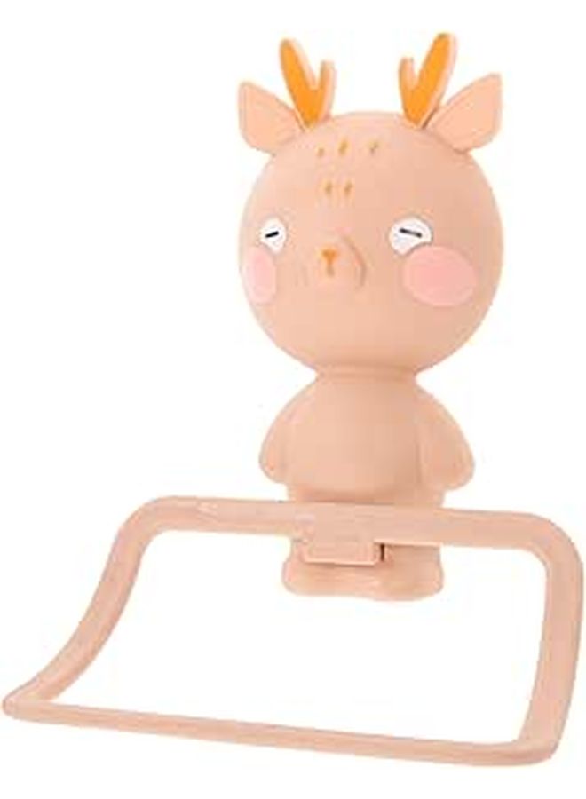Milisten Cartoon Elk Towel Holder Ring Wall Mounted No Drill Installation Organizer - Image 1