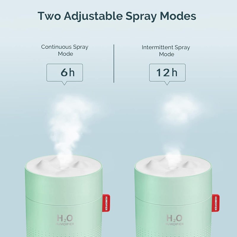 MOVTIP Green Portable Mini Humidifier, 500ml Small Cool Mist USB Desktop Humidifier for Baby Bedroom, Travel, Office, Home - Auto Shut-Off, 2 Mist Modes, Super Quiet - Image 4