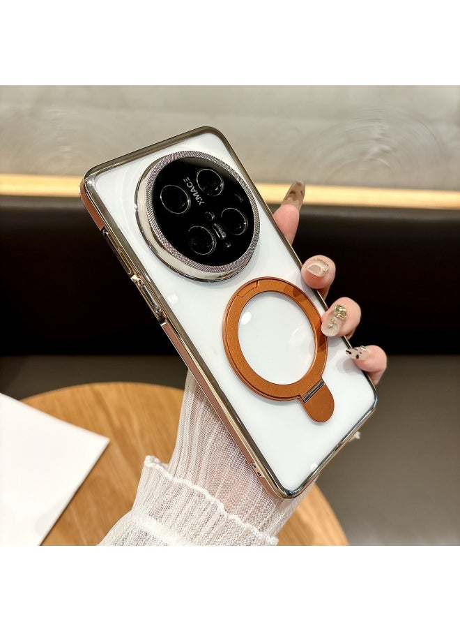 For Huawei Mate70Pro Magnetic For Iphone 16 Mobile Phone Case Ultra-thin Stand For Xiaomi 15 High Permeability Protective Cover-Color:Gray [bracket + Magnetic Suction]-Applicable Models:OPPOFInd X8