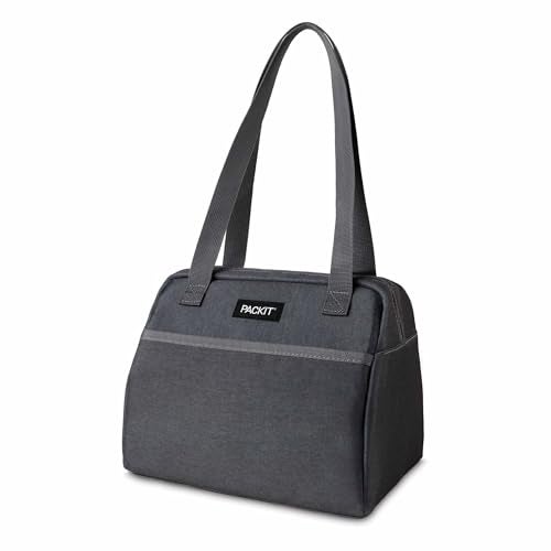 PackIt Freezable Hampton Lunch Bag, City Charcoal, Built with ECOFREEZE Technology, Collapsible, Reusable, Zip Closure with Front Pocket and Shoulder Straps, Designed for Fresh Office Lunches - Image 1