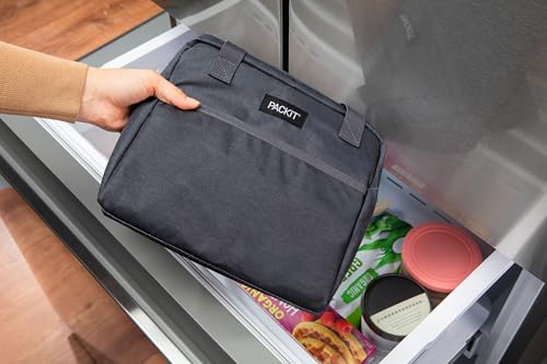 PackIt Freezable Hampton Lunch Bag, City Charcoal, Built with ECOFREEZE Technology, Collapsible, Reusable, Zip Closure with Front Pocket and Shoulder Straps, Designed for Fresh Office Lunches - Image 4