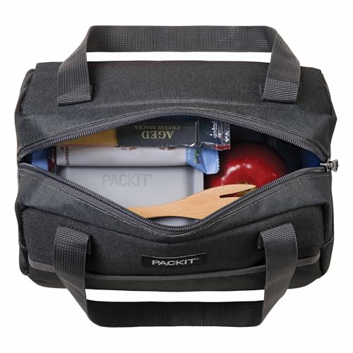 PackIt Freezable Hampton Lunch Bag, City Charcoal, Built with ECOFREEZE Technology, Collapsible, Reusable, Zip Closure with Front Pocket and Shoulder Straps, Designed for Fresh Office Lunches - Image 5