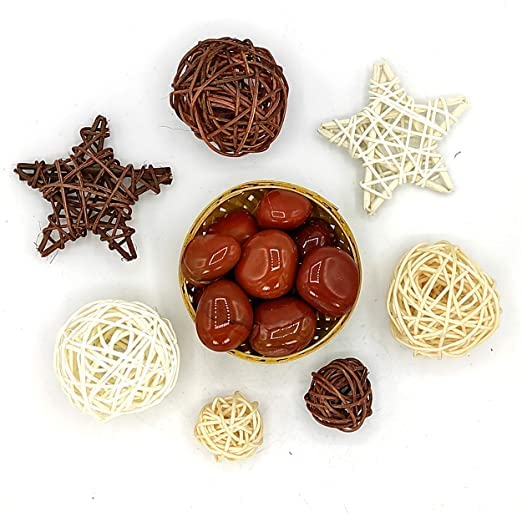 Nilkanth Agate Red Jasper Tumbled Stone Pebbles for Vastu Feng Shui Aura Chakra Reiki Healing Crystals 200grams Cane Basket 100 Natural Original  - Image 3