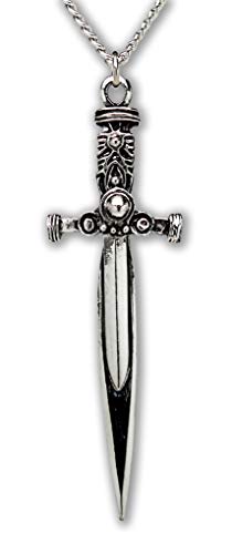 Real Metal Sword with Engraved Handle Medieval Rennaissance Pendant Necklace - Image 1