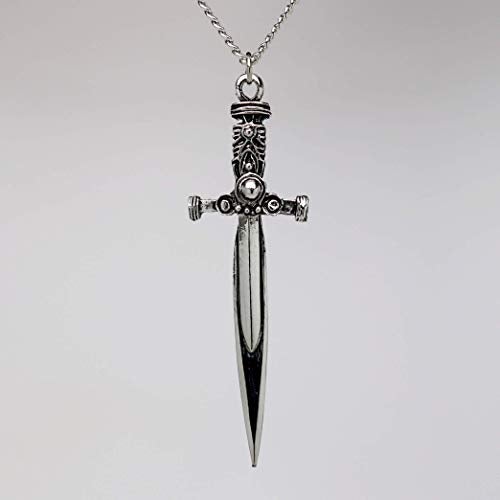 Real Metal Sword with Engraved Handle Medieval Rennaissance Pendant Necklace - Image 5