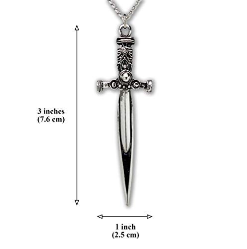 Real Metal Sword with Engraved Handle Medieval Rennaissance Pendant Necklace - Image 3