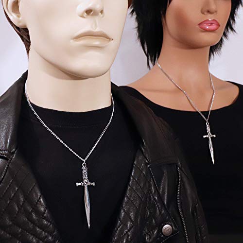 Real Metal Sword with Engraved Handle Medieval Rennaissance Pendant Necklace - Image 2