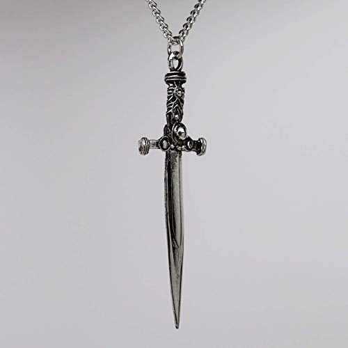 Real Metal Sword with Engraved Handle Medieval Rennaissance Pendant Necklace - Image 4
