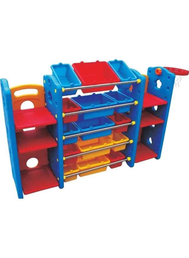 Rainbow Toys RBW TOYS Stationery Organizing, Toys Organizing Shelf frame holds 21 containers with basketball  - Image 3