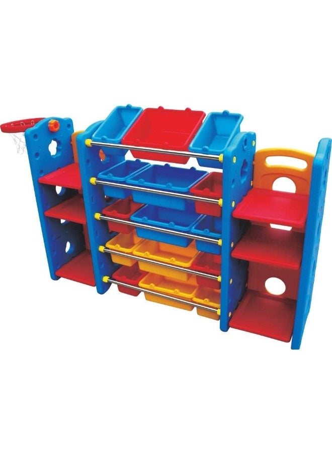 Rainbow Toys RBW TOYS Stationery Organizing, Toys Organizing Shelf frame holds 21 containers with basketball  - Image 1