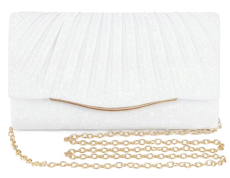 lovyoCoCo Clutch Purses for Women Formal Dressy Evening Bag Handbags Crossbody Bag for Wedding Cocktail Prom Party Elegance Charm (White) - Image 1