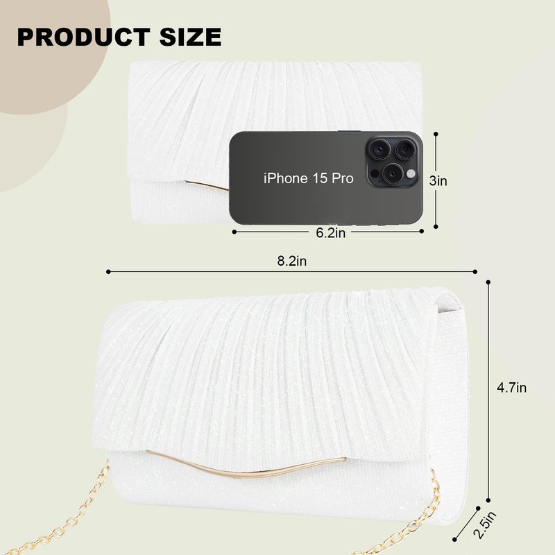 lovyoCoCo Clutch Purses for Women Formal Dressy Evening Bag Handbags Crossbody Bag for Wedding Cocktail Prom Party Elegance Charm (White) - Image 5