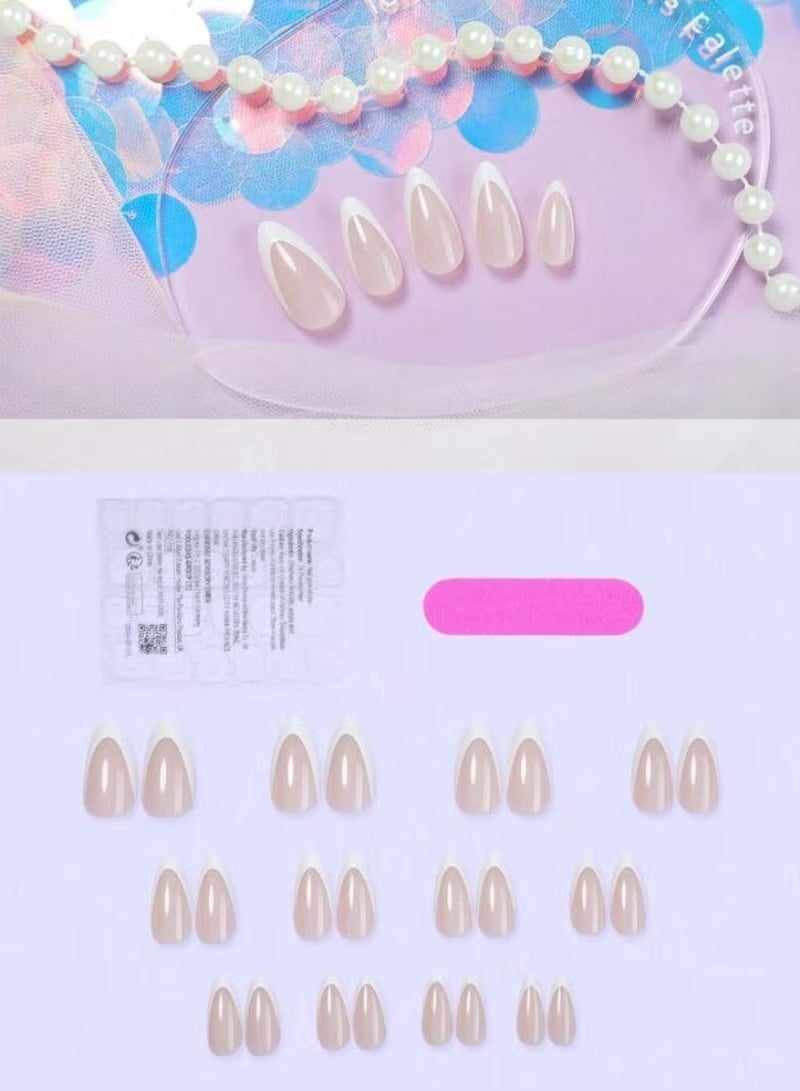 GlamKit Stick On Nails Add a Romantic Touch with 24Pcs White False Nails Simple Style Mini Press On Nails Gift for Women Girls Fake Nails French False Nails - Image 3