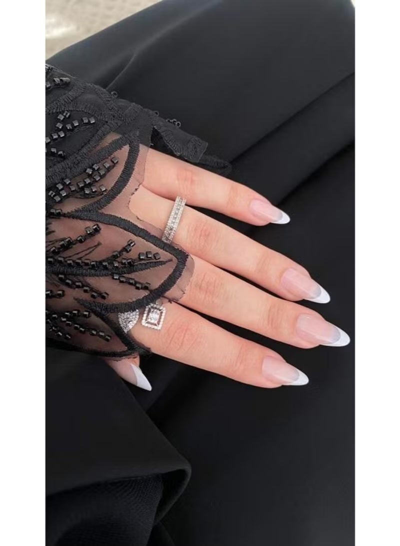 GlamKit Stick On Nails Add a Romantic Touch with 24Pcs White False Nails Simple Style Mini Press On Nails Gift for Women Girls Fake Nails French False Nails - Image 2