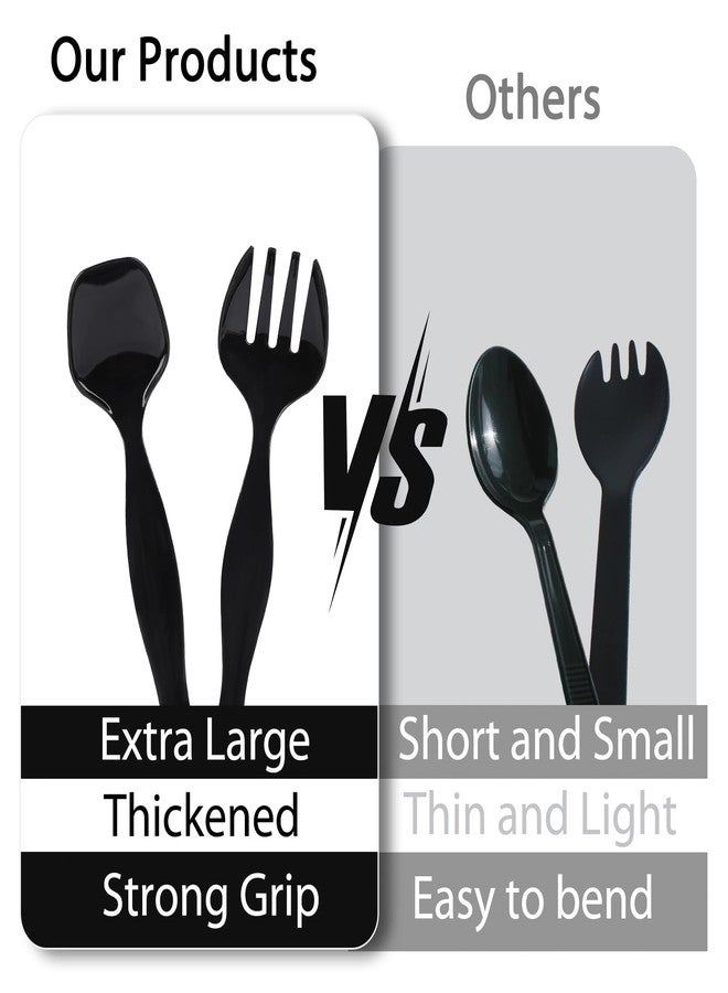 BUWUSMU 75 Pcs Plastic Serving Utensils, Disposable Black Heavy Duty Serving Spoons, Forks, and Tongs for Parties, Buffets, Banquets, Weddings, Birthdays, and Daily Use - Image 4